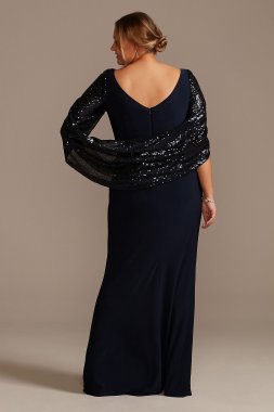 Sequin Capelet Sleeve Plus Size Sheath Dress WBM2424V2W