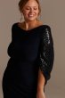 Sequin Capelet Sleeve Plus Size Sheath Dress WBM2424V2W