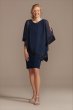 Chiffon Lace-Trimmed Scoopneck Capelet Dress WBM2432