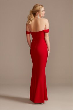 Off the Shoulder Crepe Sheath Dress WBM2446V2