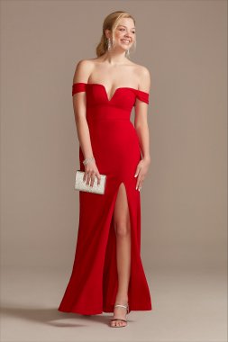 Off the Shoulder Crepe Sheath Dress WBM2446V2