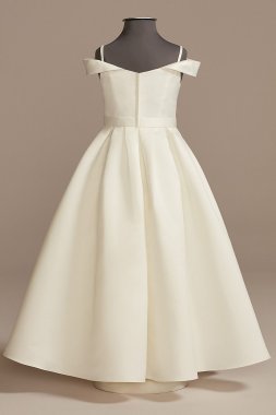 Satin Off-the-Shoulder Flower Girl Dress with Pock WG1428