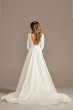 Low Back Mid-Sleeve Crepe and Satin Wedding Dress WG4005DB
