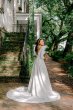 Low Back Mid-Sleeve Crepe and Satin Wedding Dress WG4005DB