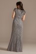 Long Beaded V-Neck Cap Sleeve Sheath Dress WGIN490520A
