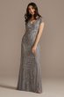 Long Beaded V-Neck Cap Sleeve Sheath Dress WGIN490520A