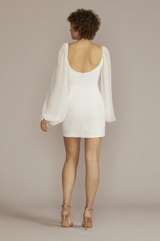 Long Sleeve Chiffon Sweetheart Mini A-Line 2460BN