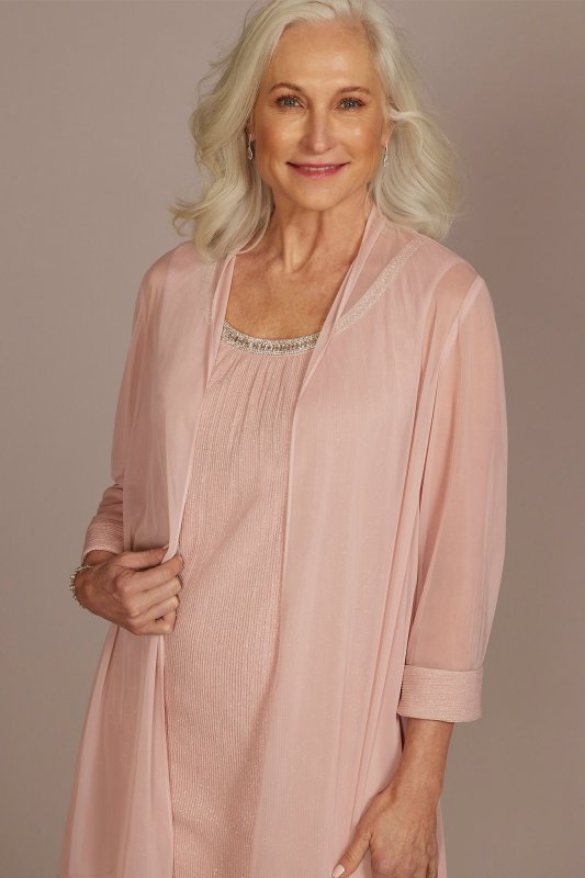 Embellished Scoop Neck Short Jacket Sheath Dress 2583