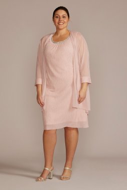 Plus Embellished Scoop Neck Short Jacket Dress 2583W