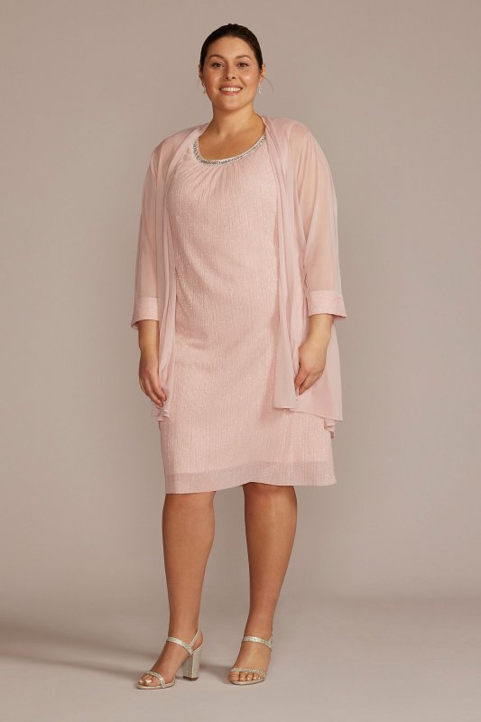 Plus Embellished Scoop Neck Short Jacket Dress 2583W