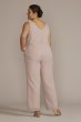 Plus Size Embroidered Chiffon Three-Piece Pantsuit 29852