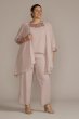 Plus Size Embroidered Chiffon Three-Piece Pantsuit 29852