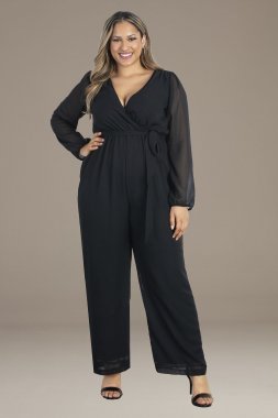 Plus Size Celina Chiffon Long Sleeve Jumpsuit 31222801