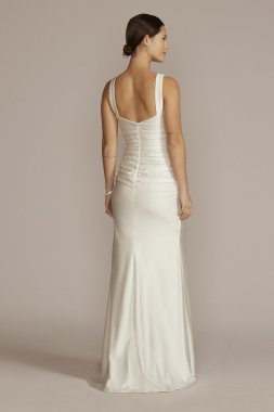Charmeuse Crossover Halter Ruched Wedding Gown 4830XDB