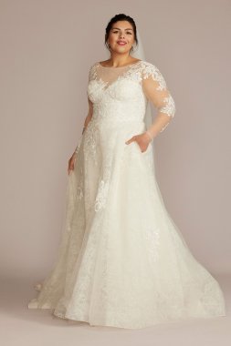 High Neck Long Sleeve Tall Plus Wedding Dress 4XL8CWG930