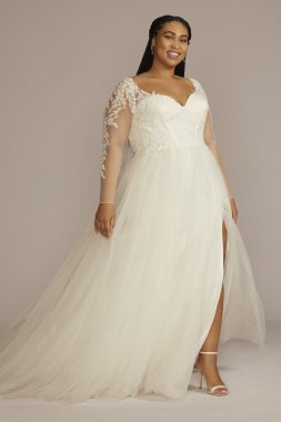 Lined Bodice Long Sleeve Tall Plus Wedding Dress 4XL9SLLBWG4036