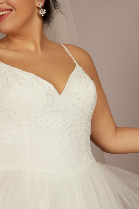 Basque Waist Lace Bodice Tall Plus Wedding Dress 4XL9WG4069