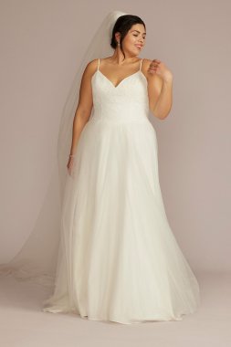 Basque Waist Lace Bodice Tall Plus Wedding Dress 4XL9WG4069