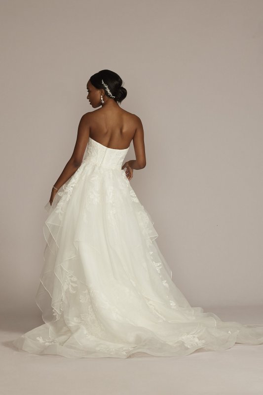 Tiered Floral Tall Ball Gown Wedding Dress 4XLCWG936