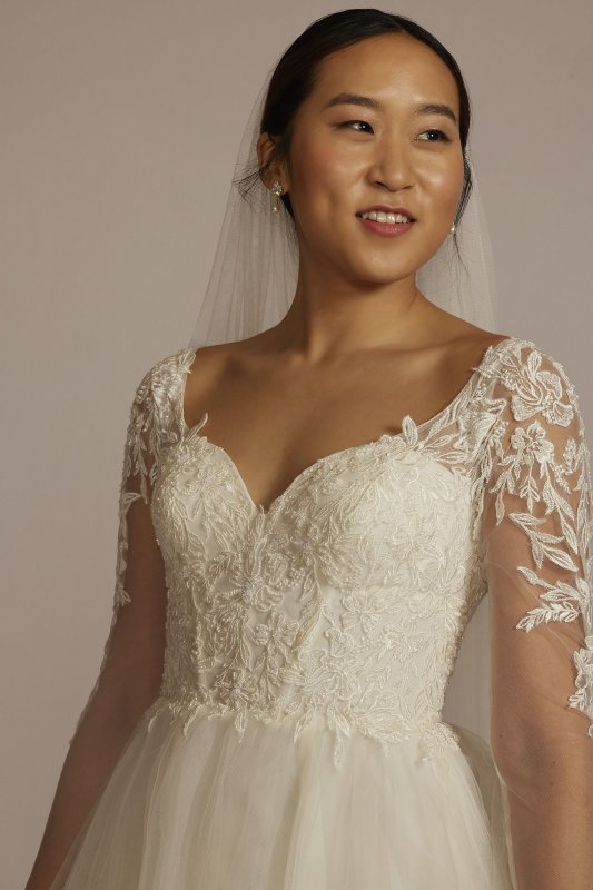 Lined Bodice Long Sleeve Tall Wedding Dress 4XLSLLBWG4036
