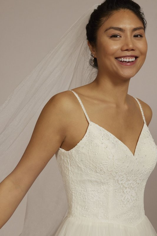 Basque Waist Lace Bodice Tall Wedding Dress 4XLWG4069
