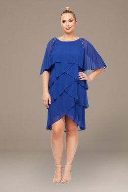 Plus Size Embellished Shoulder Tiered Dress 614275