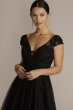 Appliqued Cap Sleeve Tulle Petite Wedding Dress 7WG4037