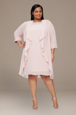 Plus Size Chiffon Tank Sheath with Matching Jacket 9470367