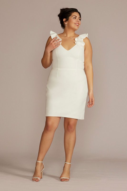 V-Neck Ruffle Short Plus Size Dress with Open Back 9SDWG0997