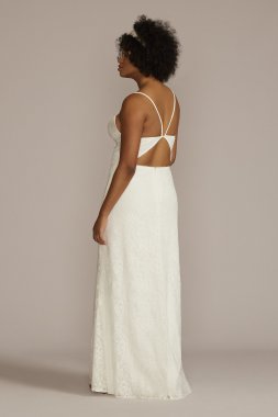 Cowl Neck Plus Size Wedding Gown with Open Back 9SDWG1055