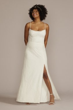 Cowl Neck Plus Size Wedding Gown with Open Back 9SDWG1055