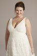 Midi-Length Lace V-Neck Banded Trim Plus Dress 9SDWG1083