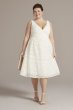 Midi-Length Lace V-Neck Banded Trim Plus Dress 9SDWG1083