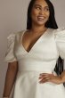 Satin Empire Waist Puff Sleeve Plus Size Dress 9SDWG1089