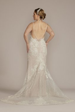 Lattice Beaded Applique Plus Size Wedding Dress 9SWG939
