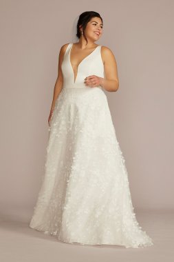 3D Floral Crepe A-Line Plus Size Wedding Dress 9WG4068