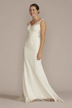 Applique Mermaid Wedding Dress with Lace Train CWG925
