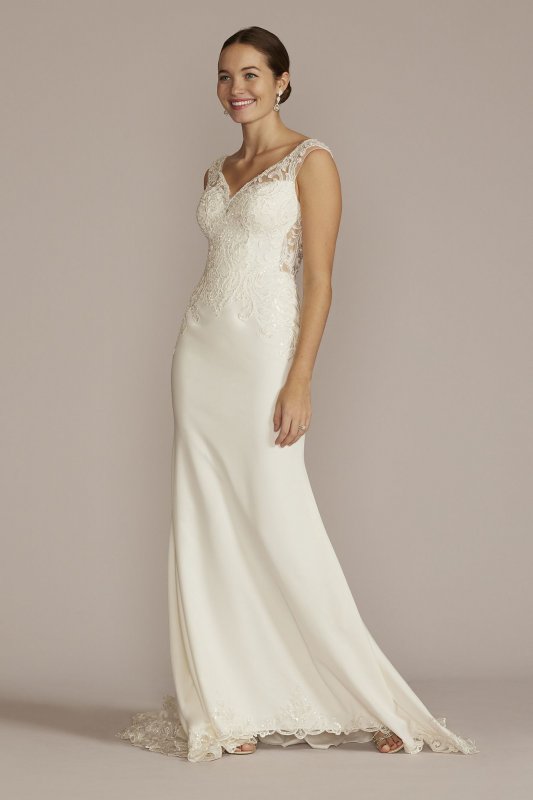 Applique Mermaid Wedding Dress with Lace Train CWG925