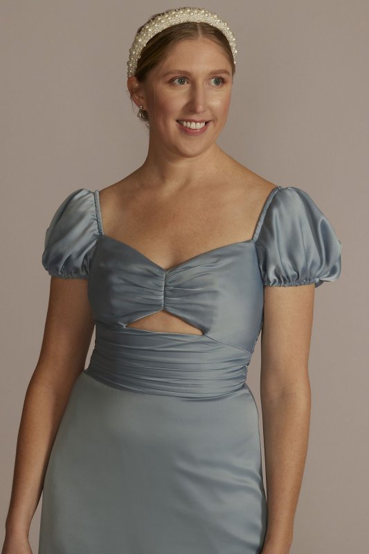 Puff Sleeve Satin Gown D21NY22152V2