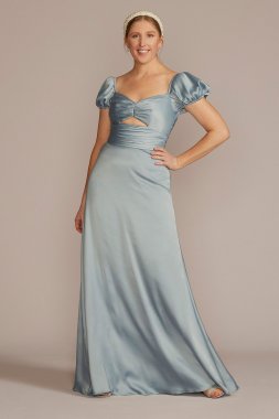 Puff Sleeve Satin Gown D21NY22152V2