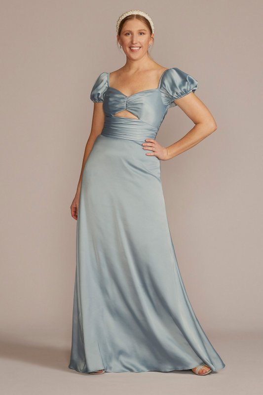 Puff Sleeve Satin Gown D21NY22152V2