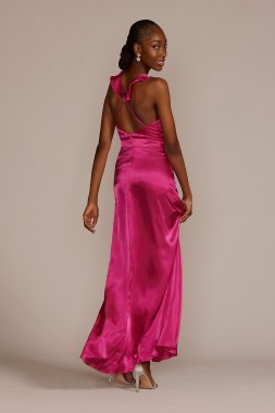 Floor Length Ruffle Charmeuse Gown D21NY22301V2
