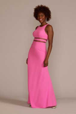 Crepe A-Line Dress with Illusion Waist D21NY22311