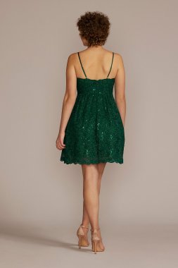 Spaghetti Strap Allover Lace Mini A-Line D24NY2108