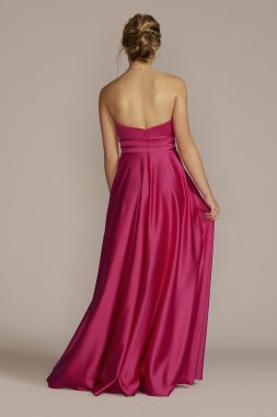 V-Notch Strapless Prom Gown with Waist Detail D24NY22075V1