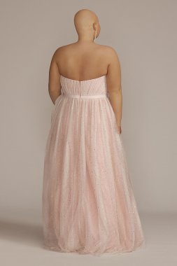 Plus Size V-Notch Strapless Sparkle Prom Gown D24NY22077W