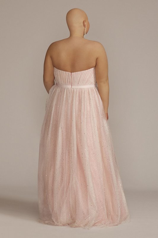 Plus Size V-Notch Strapless Sparkle Prom Gown D24NY22077W