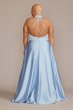 Plus Size Satin Halter A-Line with Bodice Cutout D24NY22085V2W