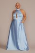 Plus Size Satin Halter A-Line with Bodice Cutout D24NY22085V2W