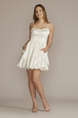 Satin Bubble Hem Mini A-Line D24NY22396
